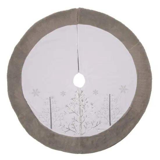 Glitzhome&reg; 48" White Fleece Christmas Tree Skirt {1}