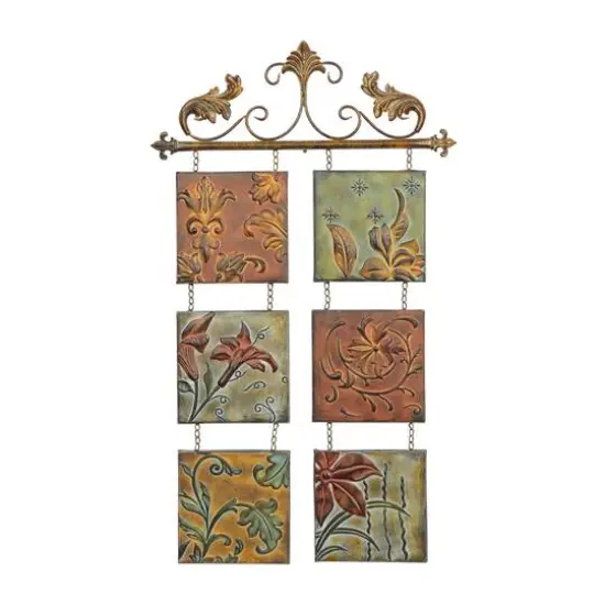 Brown Wrought Iron Traditional Floral Wall Decor {1}