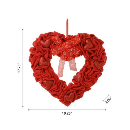 Glitzhome&reg; 19.25" Fabric Valentine's Heart Wreath {9}
