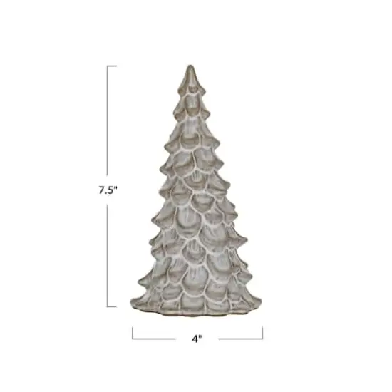 Hello Honey&reg; 7.5" Cream Compact Stoneware Tree with Reactive Glaze {4}