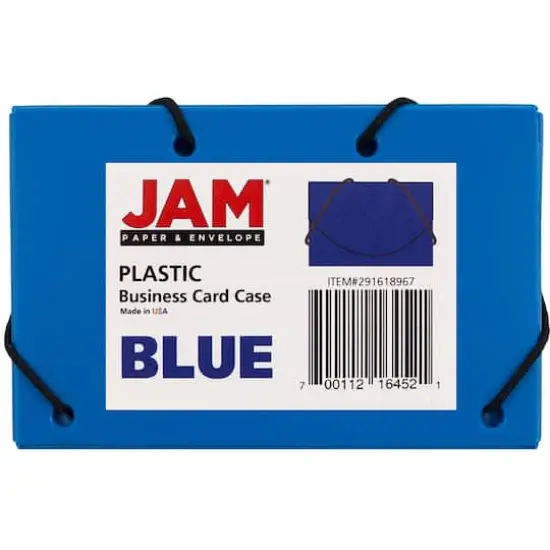 JAM Paper Plastic Business Card Holder Case Blue Solid {4}