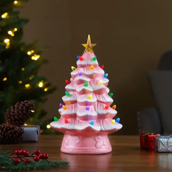 12" Pink Nostalgic Christmas Tree {3}