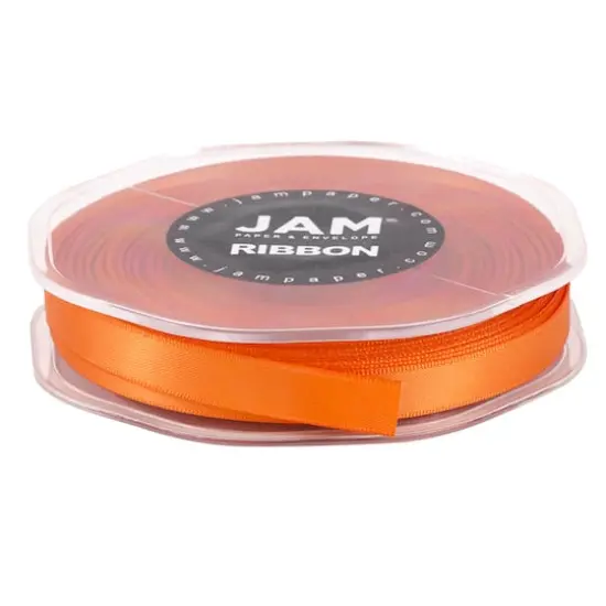 JAM Paper 3/8" x 25yd. Double Faced Satin Ribbon Orange {6}