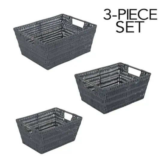 Simplify Charcoal Rattan Tote Basket Set, 3ct. {6}