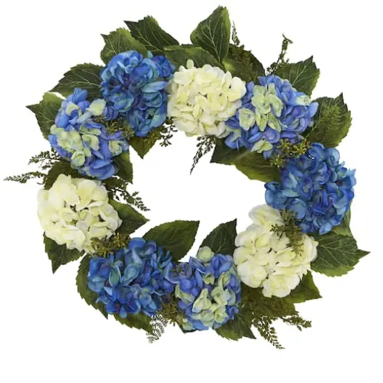 24&rdquo; Blue & White Hydrangea Wreath {1}