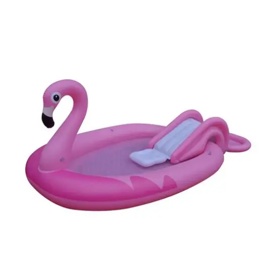 Swim Central 6.9ft. Inflatable Pink Flamingo Kiddie Pool with Sprayer {6}