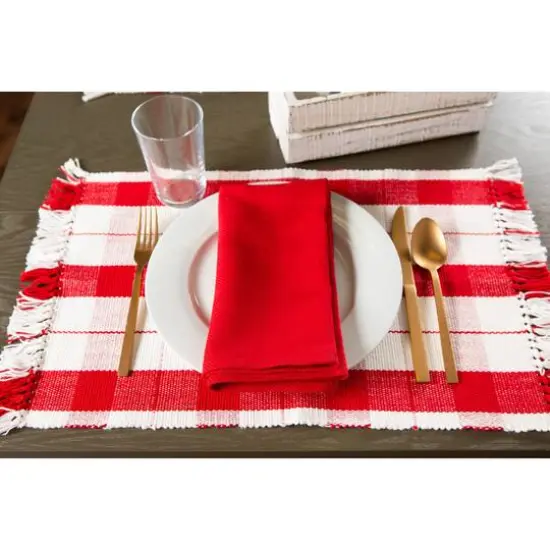 DII&reg; Red Tinsel Plaid Fringed Placemats, 6ct. {3}