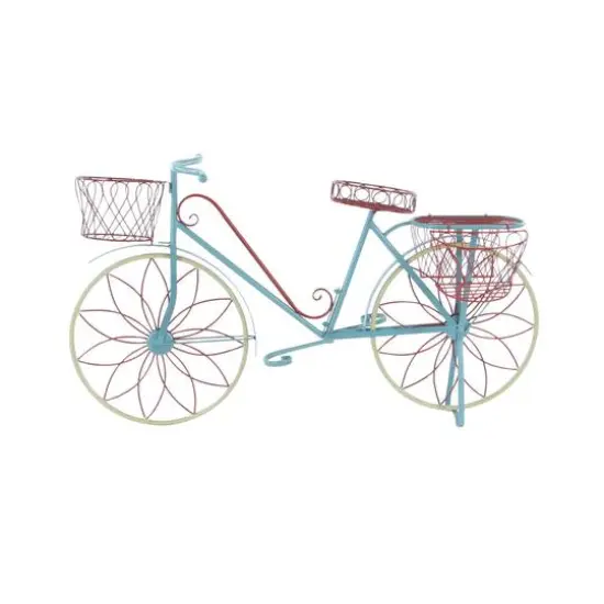 54" Turquoise Iron Vintage Plant Stand {3}