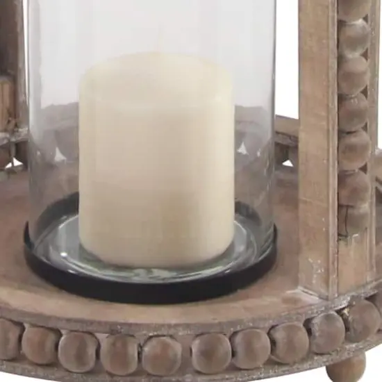 29" Brown Recycled Wood Natural Candle Holder Lantern {5}