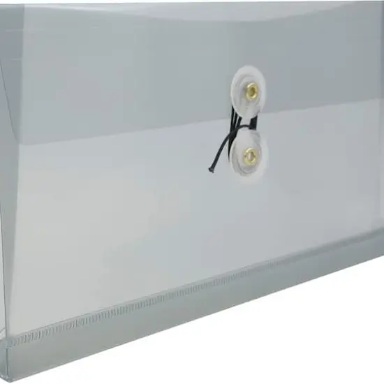 JAM Paper 5.25" x 10" Plastic #10 Business Envelope with Button and String Closure, 24ct. Smoke Gray {5}