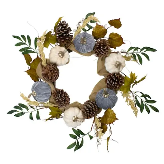 24" Pumpkins Foliage Grapevine Thanksgiving Wreath {1}