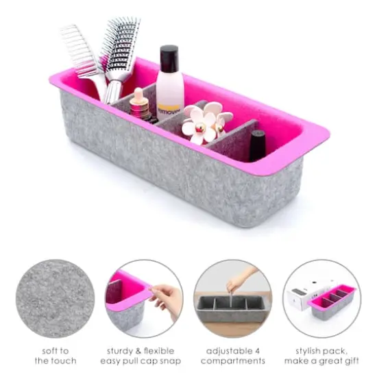 Welaxy Felt Adjustable 4 Slot Drawer Organizer Bin Hot Pink {4}