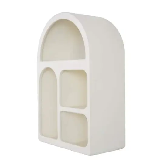 24" Cream Geometric Arched Wall Shelf {5}