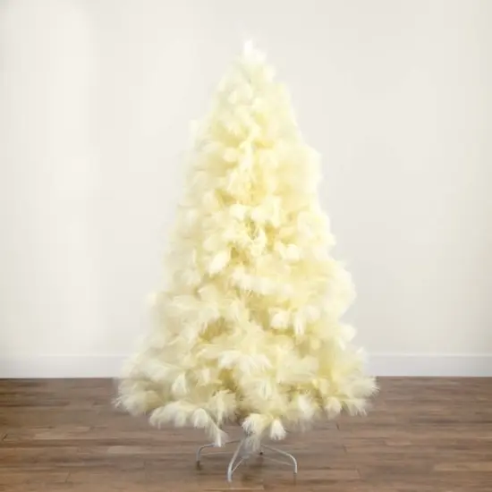 6ft. Unlit Off-White Pampas Grass Artificial Christmas Tree {9}
