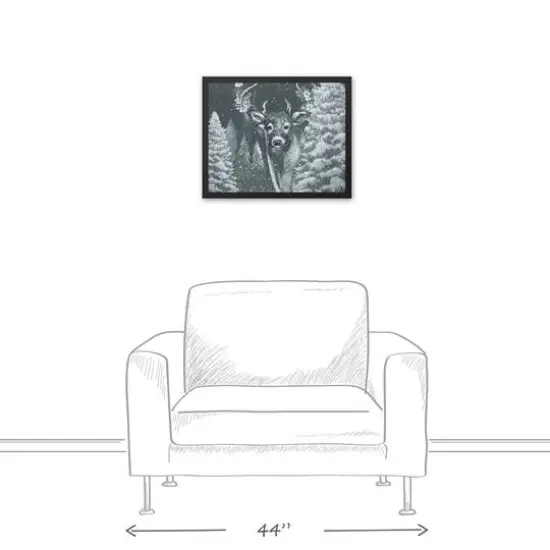 Neutral Painted Deer Black Framed Canvas Wall Art {5}