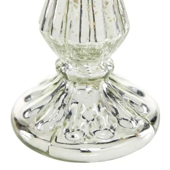 21" Silver Glass Traditional Candle Holder {4}