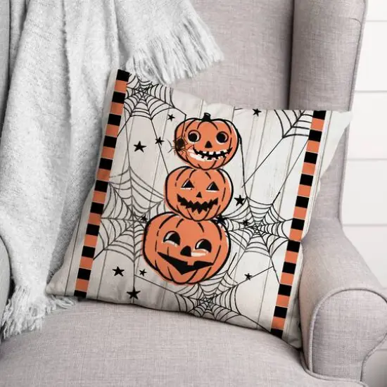 Jackolantern Stack 18" x 18" Throw Pillow {3}