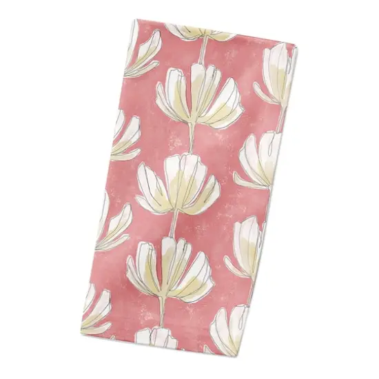 Pink Floral Pattern 10" x 10" Cotton Twill Napkin {3}
