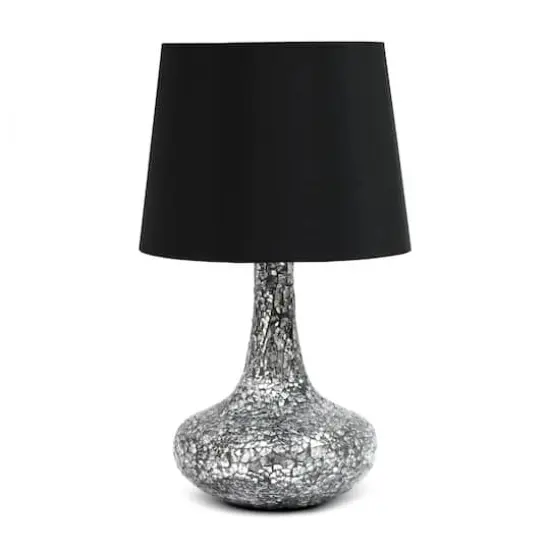 Simple Designs 14" Mosaic Glass Genie Table Lamp with Fabric Shade Black {1}