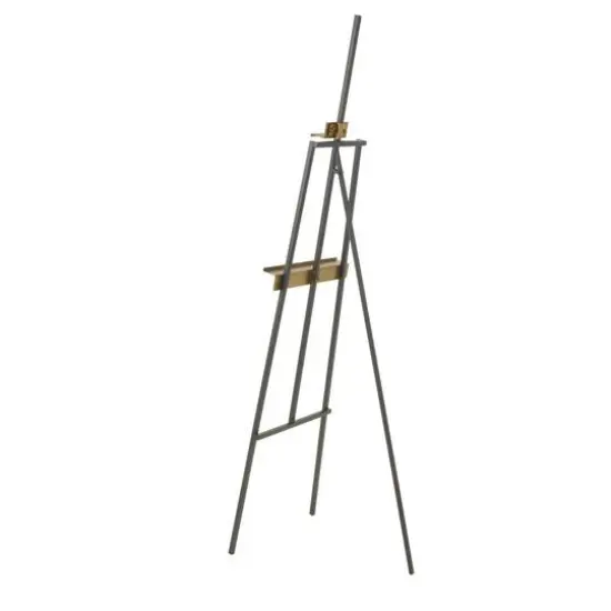 68.5" Black Metal Painter's Inspired 4-Tier Display Easel with Gold Accents {10}