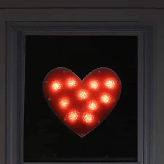 12" Lighted Shimmering Red Heart Window Silhouette Decoration {4}