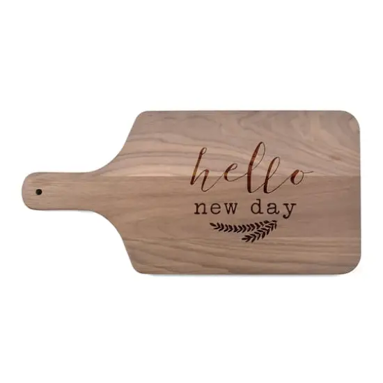 17" Hello New Day Walnut Paddle Cutting Board {1}