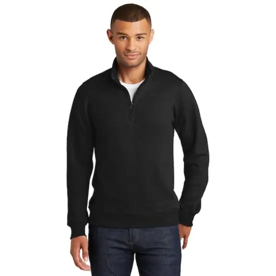 Port & Company&reg; Fan Favorite&trade; Fleece 1/4 Zip Pullover Adult Sweatshirt Jet Black {4}