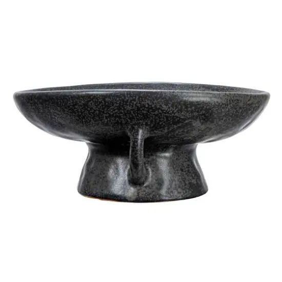 Hello Honey® 8" Black Reactive Glaze Stoneware Bowl with Handle & Base {9}