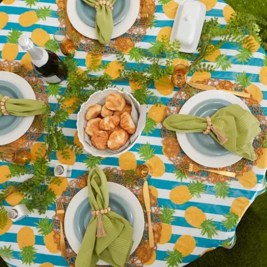 Pineapple Vinyl Tablecloth 70" Round {4}