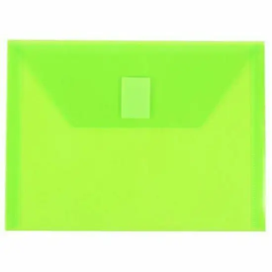 JAM Paper 5.5" x 7.5" Plastic Booklet Envelopes with Hook & Loop Closure, 24ct. Lime Green {1}