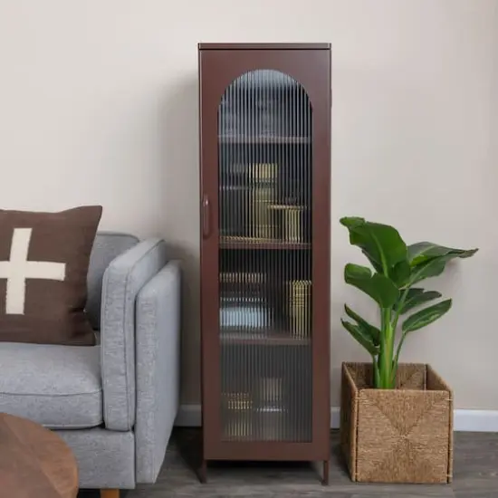 Hello Honey&reg; Metal Cabinet with Glass Door Brown {4}