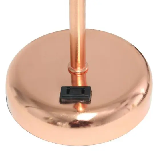 Creekwood Home Oslo 19.5" Power Outlet Table Lamp Rose Gold/White Shade {9}