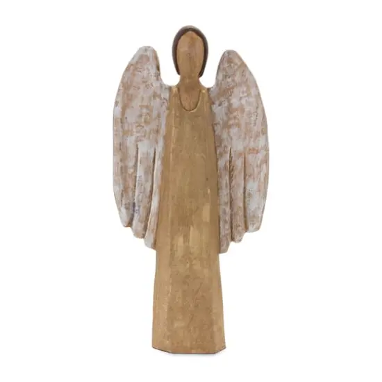 18" Carved Wood Angel Statue {1}