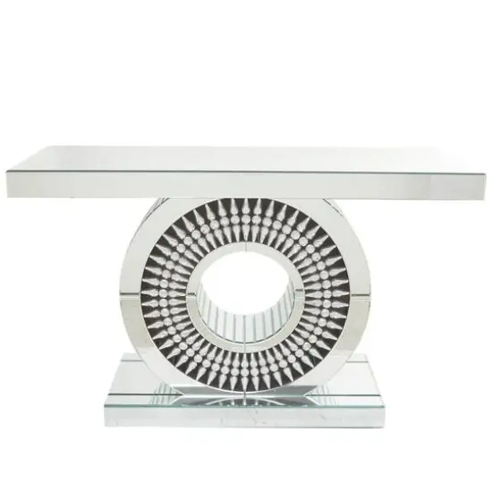 Silver Wood Mirrored Crystal Console Table 47" x 16" x 30" {3}