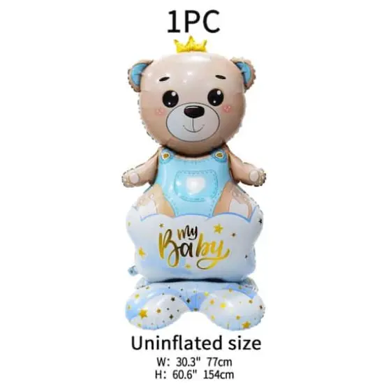 Wizardi Boy Bear with Crown Standing Foil Balloon Decoration {5}