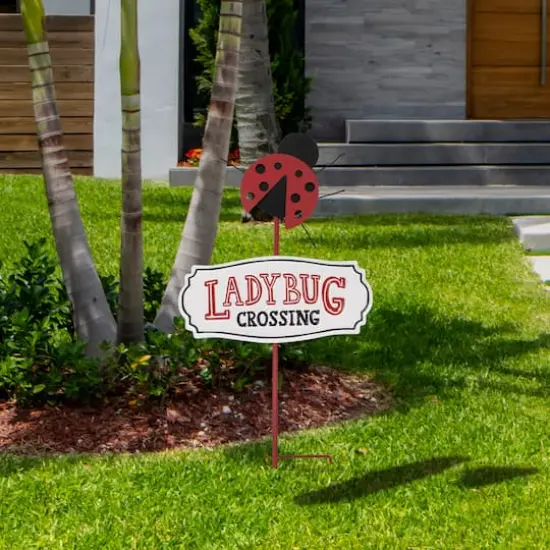 23" Ladybug Crossing Metal Garden Stake {3}