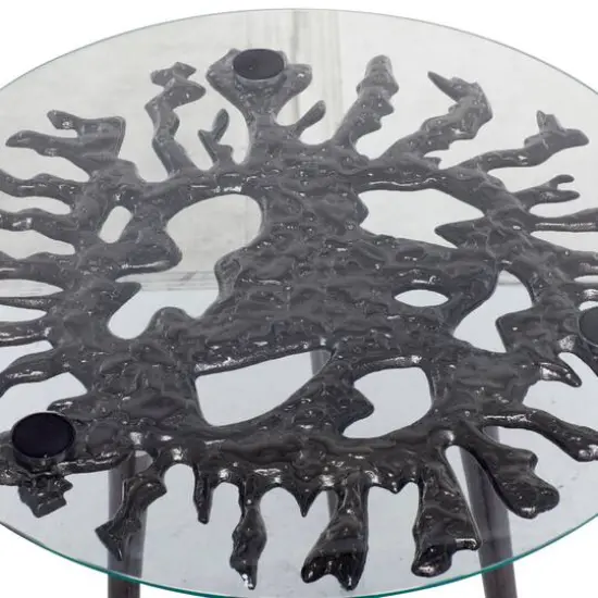 Black Aluminum Modern Accent Table, 22" x 22" x 22" {8}