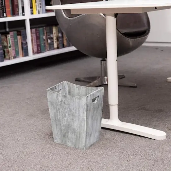 Rustic Farmhouse Style Wood Wastebasket Bin Gray Green {8}