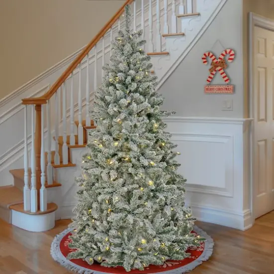 7.5ft. Pre-Lit Snowy Chatham Slim Artificial Christmas Tree, Dual Color&reg; LED Lights {3}