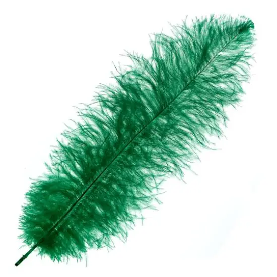 John Bead 11"-13" Ostrich Drab Feather Emerald {1}