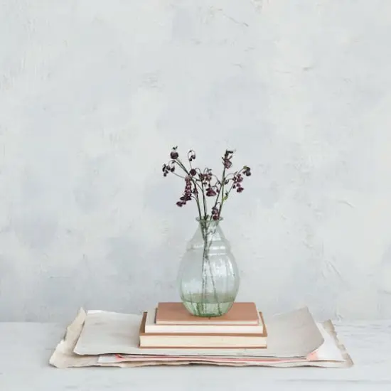 Hello Honey&reg; 9.75" Clear & Light Green Round Serene Glass Vase {3}