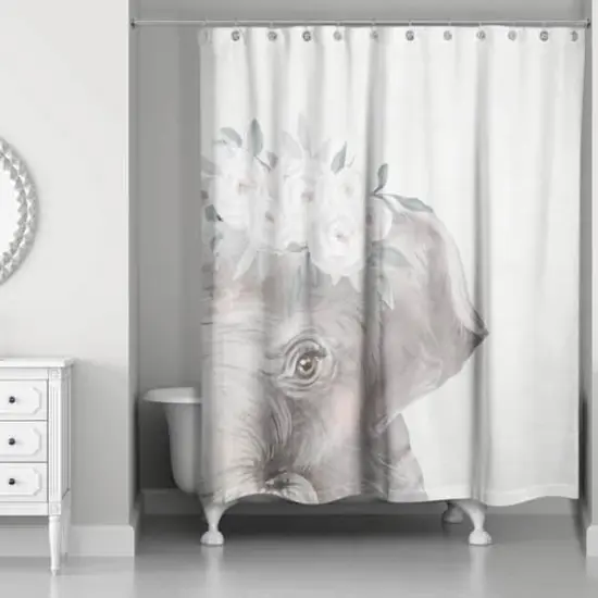 Sweet Floral Elephant 71" x 74" Shower Curtain {1}