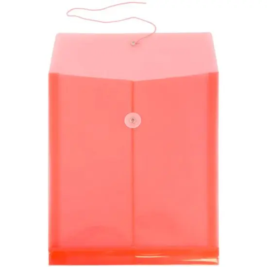 JAM Paper Letter Size Plastic Envelopes with Button & String Tie Closure, 12ct. Red {4}