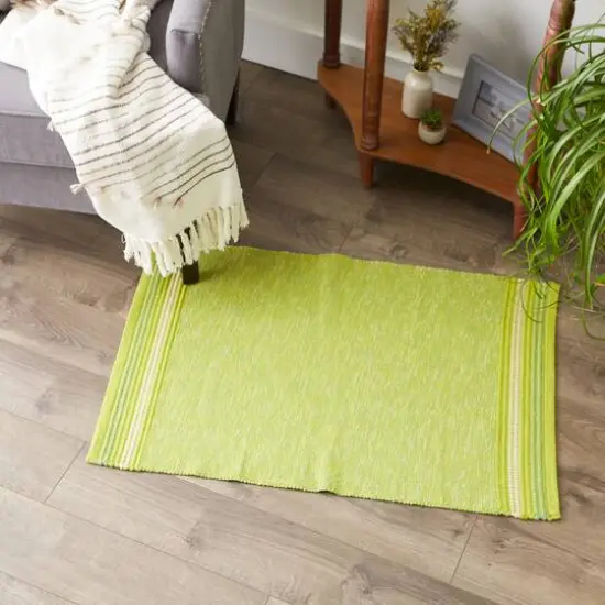 DII&reg; Modern Stripe Variegated Handwoven Recycled Yarn Rug, 2ft. x 3ft. Avocado {4}
