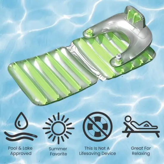 Pool Central 6.2ft. Inflatable Swimming Pool Folding Lounge Chair Float Green {6}