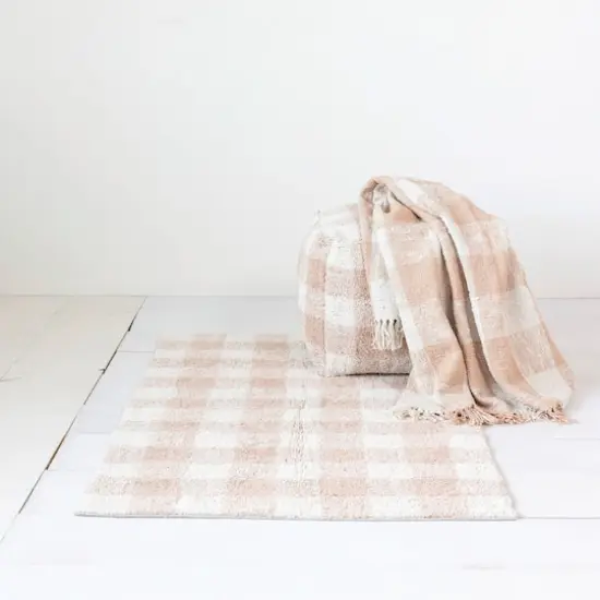 Hello Honey&reg; 3ft. x 5ft. Blush & Cream Plaid Cotton Tufted Rug {3}