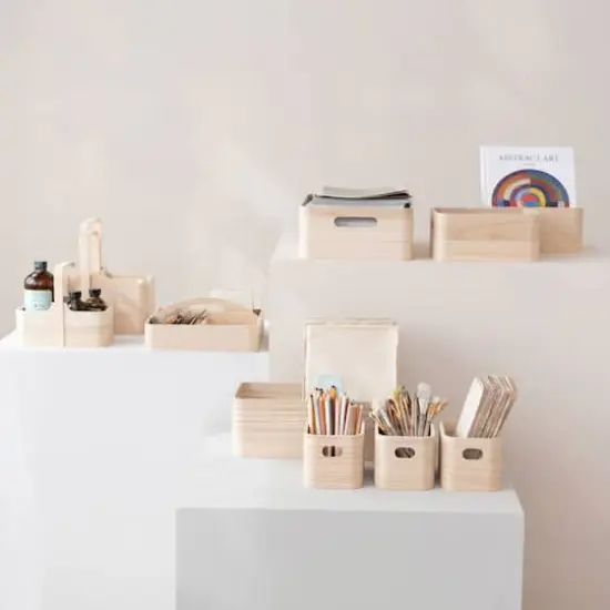 Hello Honey&reg; 9.75" Natural Quartet Sectional Paulownia Wood Organizer {5}