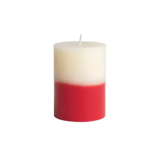Hello Honey&reg; 4" Red & Cream Unscented Pillar Candle {1}
