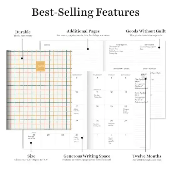 TF Publishing 2024-2025 Medium Graph Paper Monthly Planner {3}