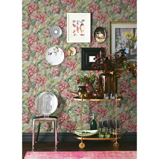 Caroline et Bettina Wine Belles Fleurs Peel & Stick Wallpaper {3}